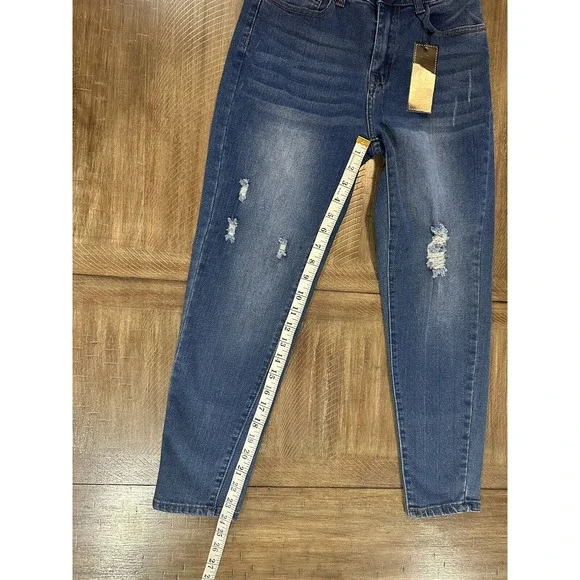 NWT OG Oyster Guy Distressed Skinny Leg Stretch Blue Denim Jeans Junior's Size 7 - Picture 10 of 15